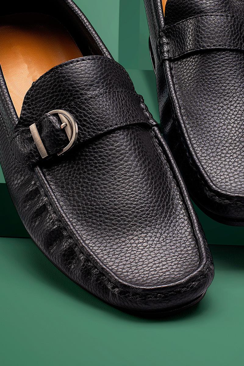 Casual Black Leather Male Shoes - Image 2