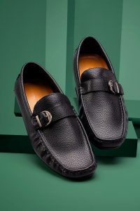 Casual Black Leather Male Shoes