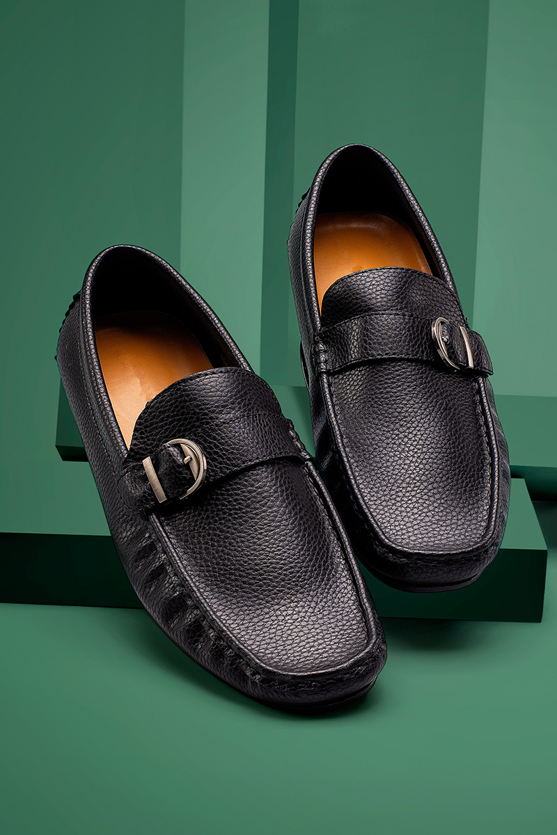 Casual Black Leather Male Shoes